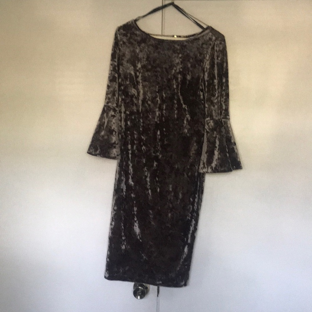 Long sleeve crushed velvet dress